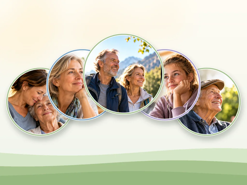 Menschen verschiedener Generationen: Angehörige, Betroffene und Gesundheitsbewusste
